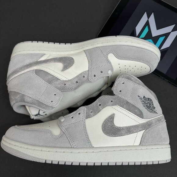 Nike Air Jordan 1 Mid SE \'Smoke Grey\' White Grey Shoes FQ7720-002 Men’s Sizes main image 8